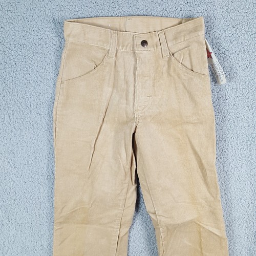 Vintage 80s 90s Beige Corduroy Boy's Size 24x26 Size Retro Dress Pants Cords - Picture 2 of 12