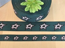 7/8  1.5 1 YD Dallas Stars Hockey Ribbon Sports Hair Bow Cheer Ribbon