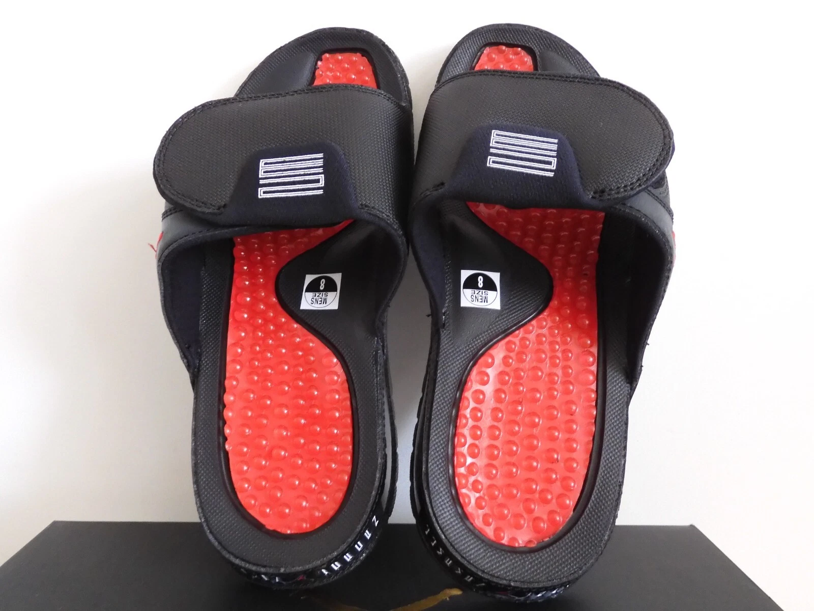 NIKE AIR JORDAN HYDRO XI 11 RETRO SLIDES NERO ROSSO "SANDALI" TAGLIA 8 [AA1336 001]