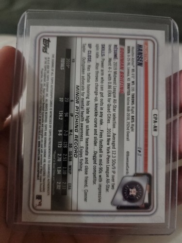 Austin Hansen ⚾ 2020 Bowman Chrome 1ST RC ROOKIE GOLD SHIMMER 21/50 AUTO #CPAAH - Picture 3 of 4