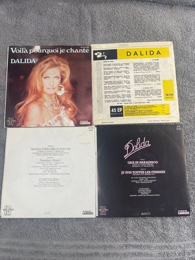 Dalida 7" Vinyl Records With Sleeves - Vintage French EPs & Singles Lot Of 4 45R - Image 3 of 4
