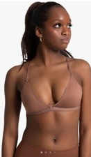 Capezio Foundations Women's Deep Neck Clear Back Bra Mocha NWT