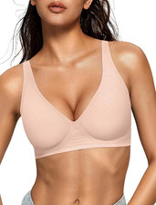 OEAK Womens Deep V Bras Wireless Comfortable ...