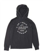 JACK & JONES Mens Graphic Hoodie Jumper Medium Navy Blue Cotton BH05