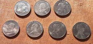 Lot of 7 each US Presidents  $5 coins minted in 2000 Republic of Liberia VF 