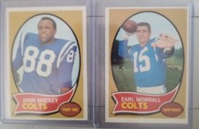 1970 Topps Football, John Mackey #62, Earl Morrall #88 EXXMINT