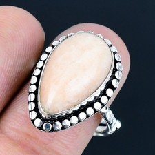 Orange Aventurine Gemstone Handmade 925 Silver Jewelry Ring Size Adjustable