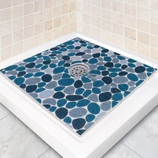 Square Shower Mat Non Slip: 24 x 24 Inch Shower Mats with Drain Hole in Middl...