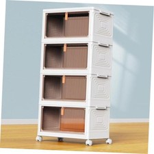 White 4-Tier Plastic Storage Bins with Lid 23QT - Stackable Storage