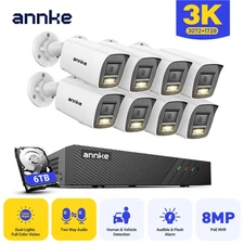 ANNKE 8CH 8MP NVR 5MP Color Night PoE Security IP Camera System Two Way Audio AI