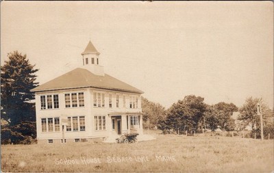 1933, School House, SEBAGO LAKE, Maine Real Photo Postcard