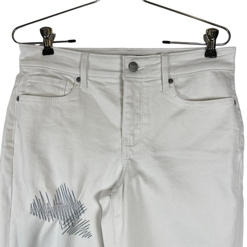 Jeans NYDJ Marilyn dritti alla caviglia con ottica di riparazione multicolore bianco taglia 4 - Foto 6 di 11
