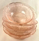 Excellent Set of 4 Jeanette Pink Cherry Blossom Small Fruit Dessert Bowls 4.75”