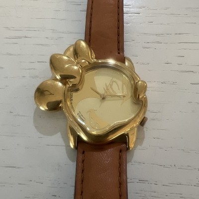 Vintage Winking Gold Minnie Mouse Lorus Watch Brown Leather  display picture 2