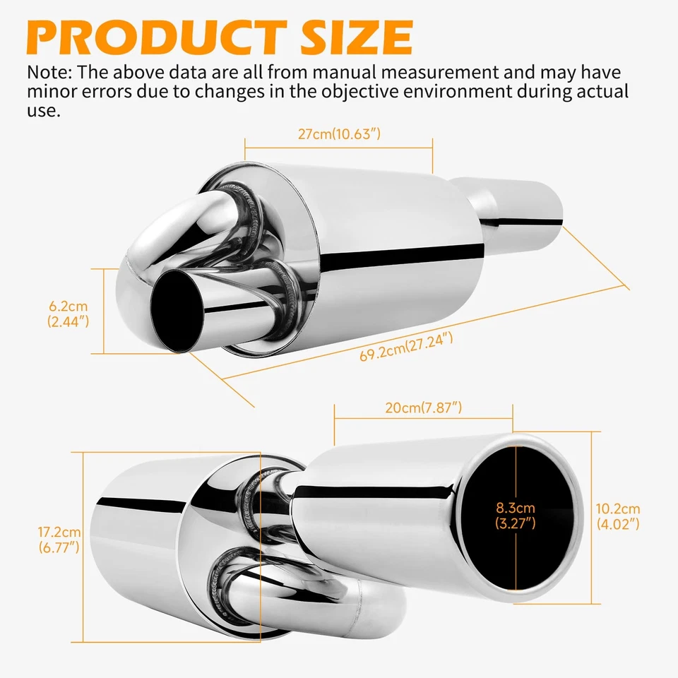 Resonador silenciador punta escape doble bucle entrada 2,5" para Dodge Challenger SRT SXT Foto 3 de 4