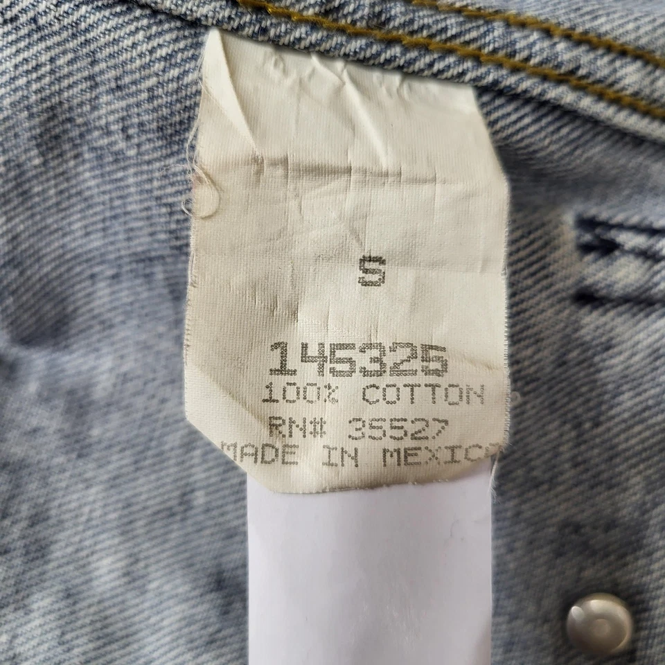 复古 Marithe Francois Girbaud 女式夹克 S 蓝色牛仔夹克西部 — 第 3/4 张图片