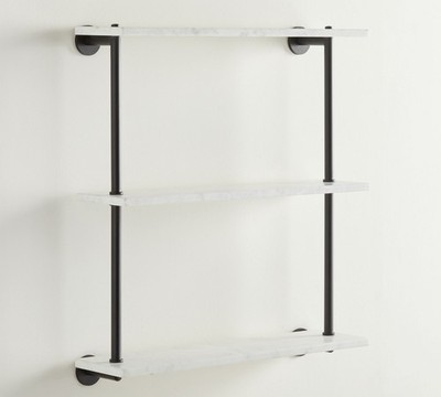 HOT DEAL - Pottery Barn Linden Handcrafted Triple Shelf 24'', Marble (US STOCK)