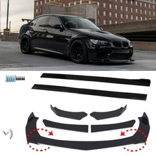 For BMW E90 E92 E93 2006-2021 Front Bumper Lip Kit Splitter + 78.7" Side Skirt