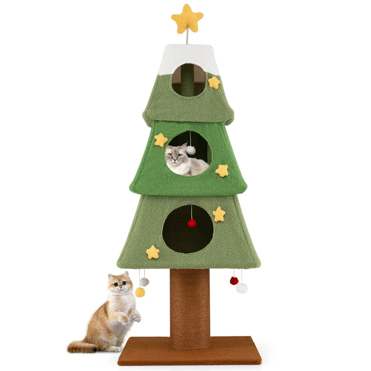 Arbre à chat en bois avec 3 condos vert meuble pour chat de 162 cm
