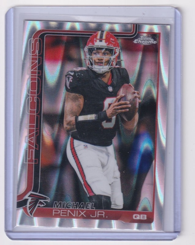 2025 Topps Chrome Michael Penix Jr Shock Wave Atlanta Falcons #15 Refractor