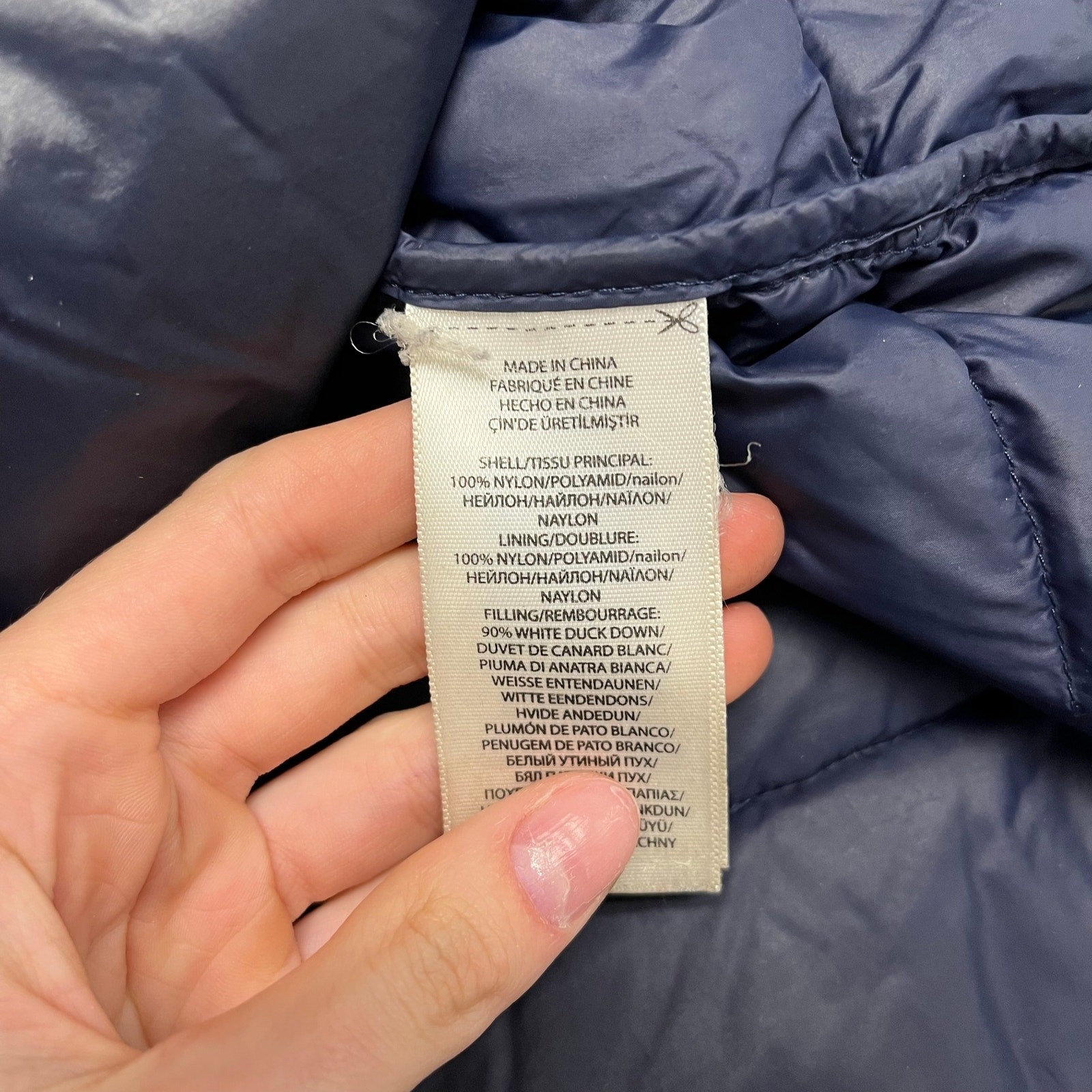 Polo Ralph Lauren blu navy uomo 2XL rosso pony full zip cappuccio puffer jacket