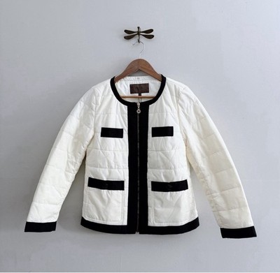 NWT Cortefiel Water Resistant Off White Quilted Jacket Small
