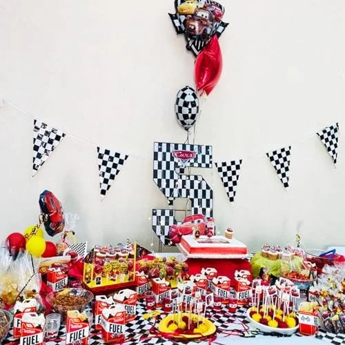 Bandera a cuadros blanca y negra de 100 pies 12x18 pulgadas (48 piezas) pancarta en blanco y negro Foto 4 de 4