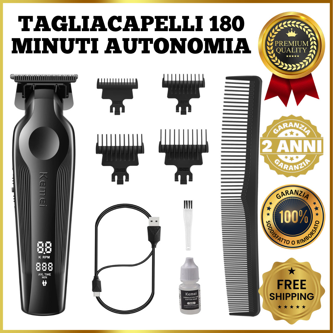 Rasoio Elettrico Professionale Uomo T-Blade Regolabarba USB LED