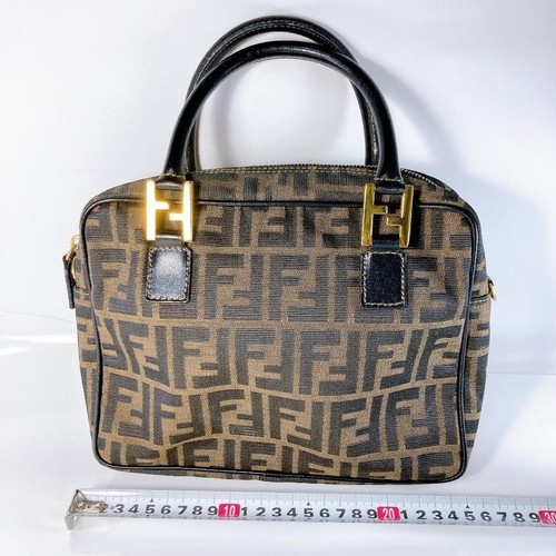 Auth Used EX+ FENDI Zucca 2way Handbag Canvas Leather Brown Condition - Picture 15 of 24