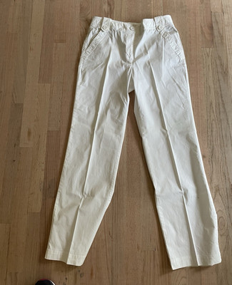 Talbots Women's White Chino Pants Straight Leg Stretch Pockets Mid Rise 10