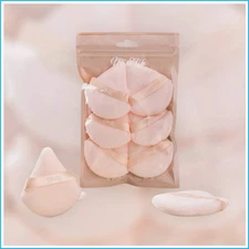 Miss Lil USA 6‑Piece Powder Puff Set Pink_Black Velour Triangle Makeup Sponges