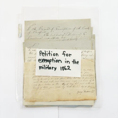 12 x Various 1862 Military Exemption Documents Civil War