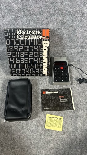 Cavo Alimentazione Calcolatrice Elettronica Personale Bowmar MX55 Vintage Scatola Manuale Leggi