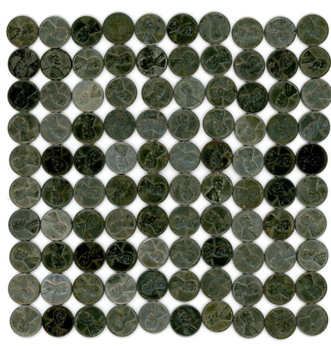 1943 Lincoln Wheat Cent - 100 Coins 'Steel' - 2 Rolls Collection Lot - Circ's.