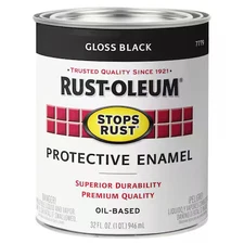 Rust-Oleum 7779502 Interior/Exterior Paint, Gloss, Oil Base, Black, 1 Qt