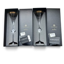 Paar VERSACE Rosenthal MEDUSA D`OR feine Kristall Sektfl&ouml;ten 12", verpackt