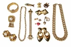 15 Pieces Vintage Jewelry Lot Gold Tone Chunky Trifari Coro Hearts Curb Link