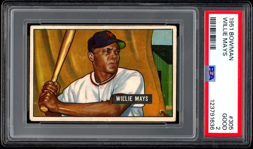 1951 Bowman #305 Willie Mays RC PSA 2 CENTERED