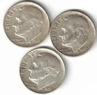 Three 1963 Silver Roosevelt Dimes