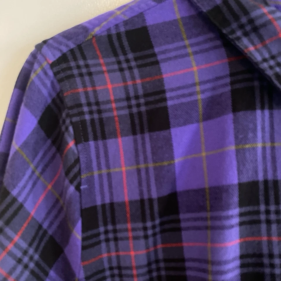 Isaac Mizrahi Live! Camisa a Cuadros Abotonada Púrpura Para Mujer Talla 18W Retro Punk Foto 2 de 4