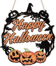 Halloween Decoration Wooden Pumpkin Door Wreath for Front Sign 3D Pumkin 