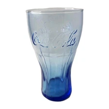 Cobalt Blue Coca Cola Glass Drinking Cup Vintage Beverage Tumbler 6" Raised Logo