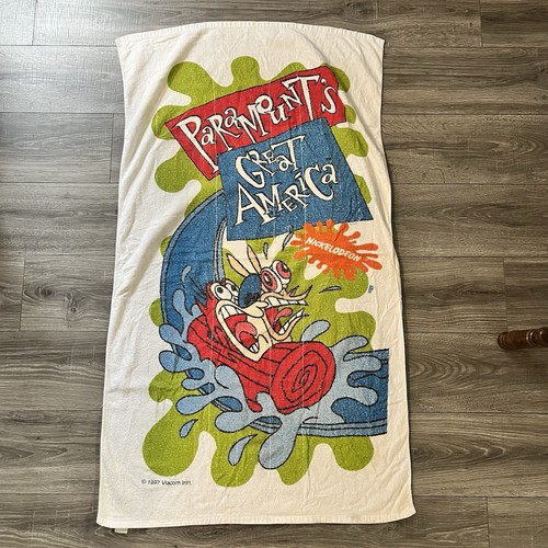 paramount’s great america 1997 ren and stimpy log ride towel nickelodeon as is