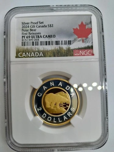 NGC PF69UCAM Canada 2024 Polar Bear 5$ 1/4oz Silver Coin / 20