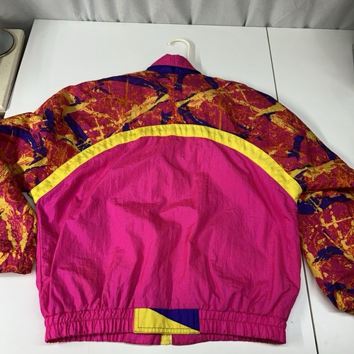 VTG 80s 90s Jacket Womens Sz 10/12 Colorful Neon Retro Windbreaker Track Jacket - Picture 14 of 14