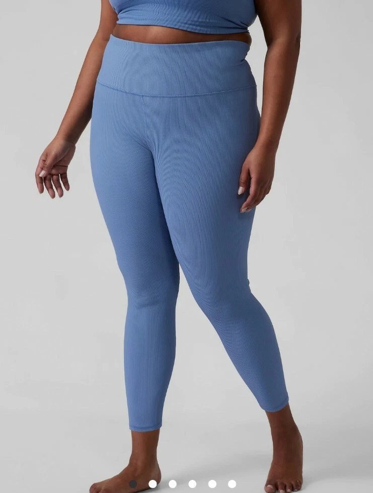 Athleta NEW Women's Active Tights Elation Rib Light Blue Size 2x High Waist  DD