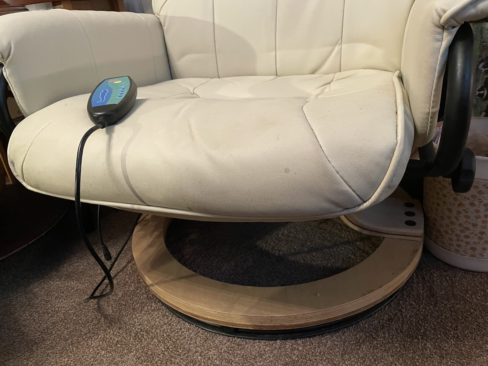 Swivel recliner chair and footstool with Massage Functions On Both