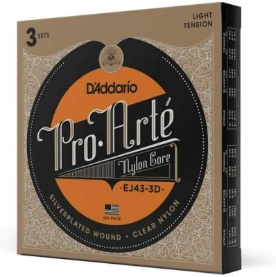 D'Addario EJ43-3D Pro-Arte Nylon Classical Guitar Strings, Light Tension, 3 Sets