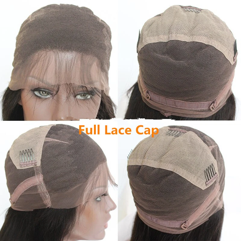 Peluca Onda Marrón Cabello Humano Pelucas de Encaje Completo 16 Pulgadas Onda Corporal Pre Arrancada Foto 4 de 4