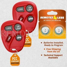 2 For 2001 2002 2003 2004 2005 Chevrolet Impala Keyless Entry Remote Key Fob Red